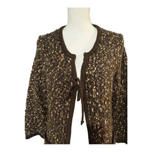 Studio M size XL single tie cardigan - great knit with blue, beige, dk brown